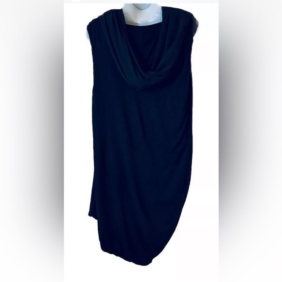 Religion Drape Neck Black Dress Size M UK 12 Rayon Silk Asymmetric Hem - Picture 2 of 10